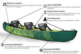 Canoë Gonflable 3 Places Aquamarina Ripple 370 2-3 Personnes Kayak 12.2